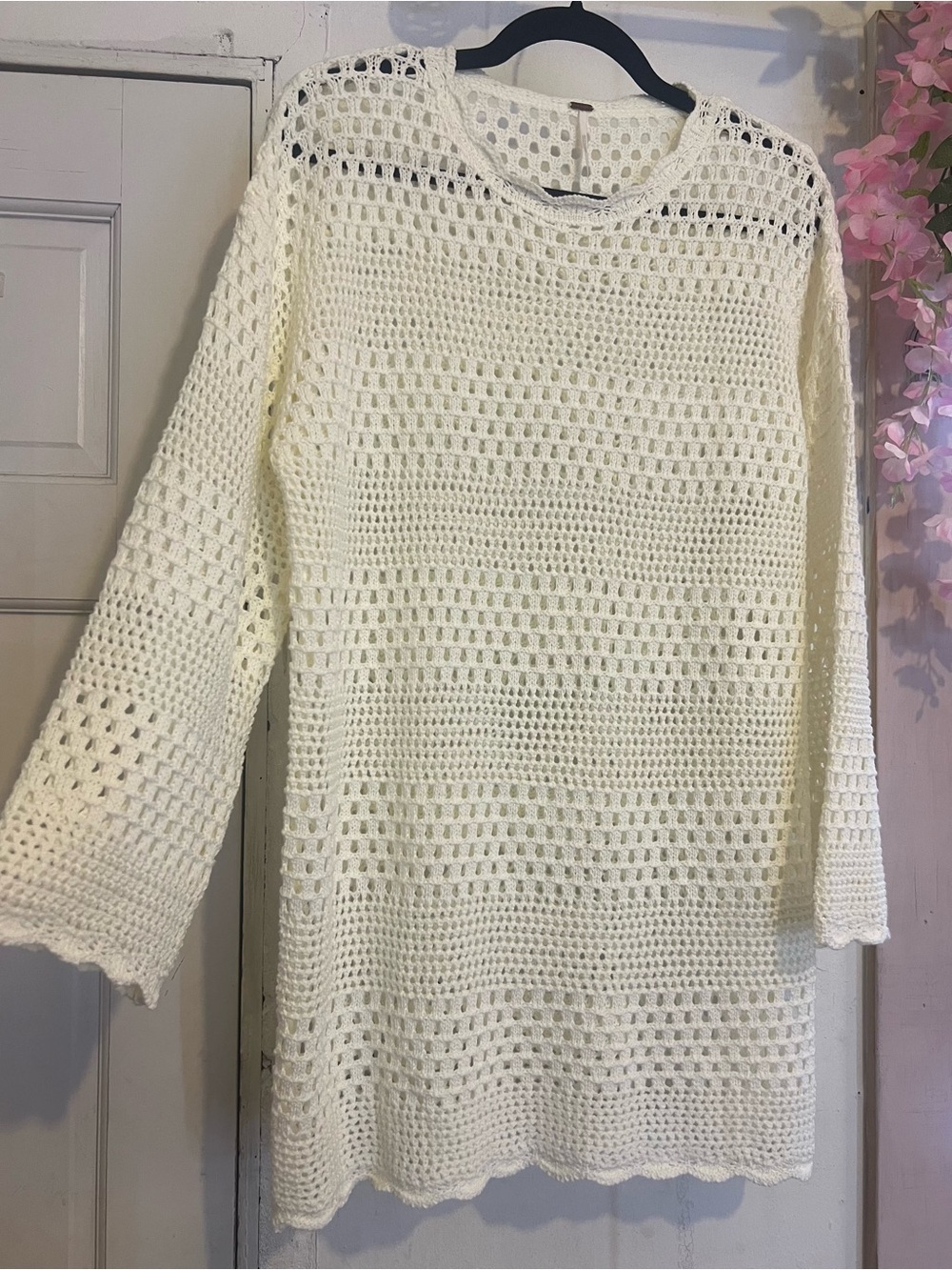 Free People White Crochet Swim Coverup Tunic - Picture 2 of 6
